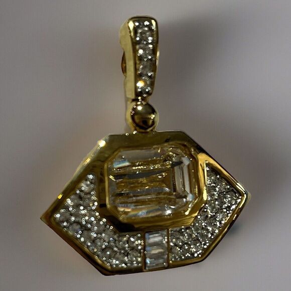 Carolee Jewelry - Carolee Goldtone Cubic Zirconia Pendant Slide Glam Mob Wife